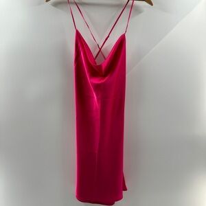 Hollister Gilly Hicks Hot Pink Satin Slip Dress – Crisscross Back Size Medium